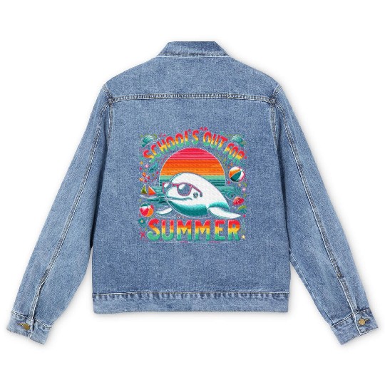 Schools Out For Summer Teacher Beluga Whale Men's Denim Jackets