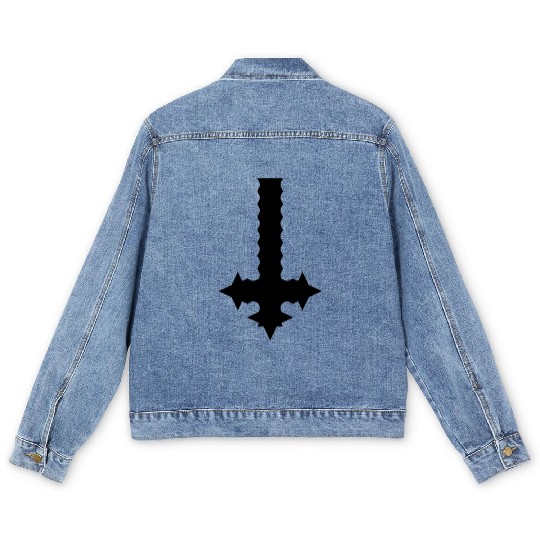 inverted cross - black crucifix Men's Denim Jackets