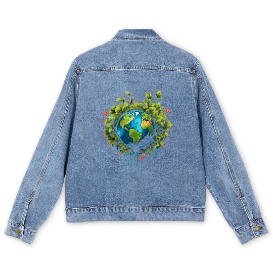 Respect Your Mother Earth Day Save Our Planet Men's Denim Jackets