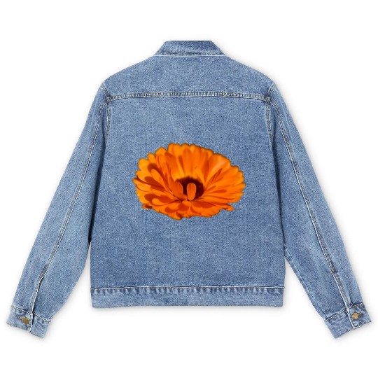 orange flower marigold Men's Denim Jackets