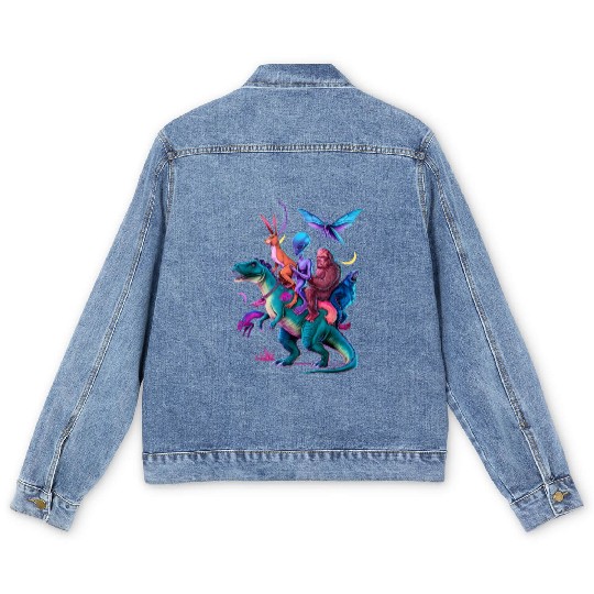 Cryptozoology Cryptid Bigfoot Jackalope Mothman Men's Denim Jackets