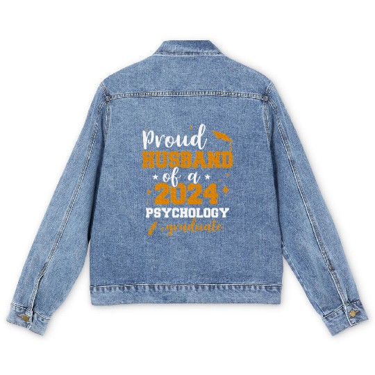 Proud Husband Class Of 2024 Psychology Graduate Men's Denim Jackets