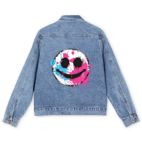 Graffiti Smiley Face - Urban Street Art Men's Denim Jackets
