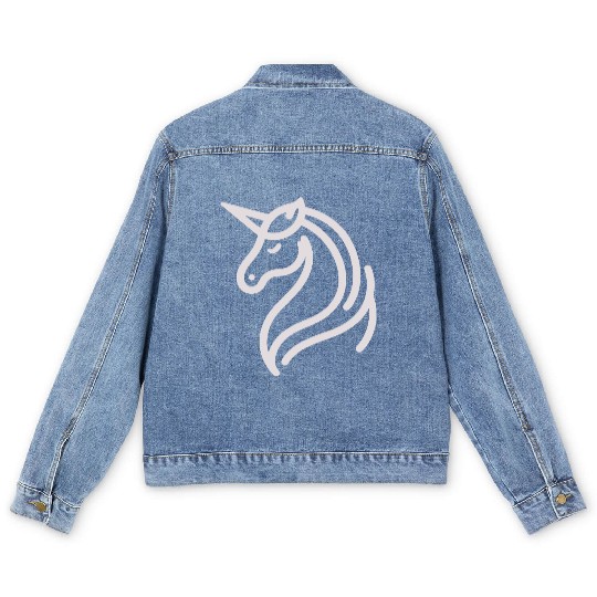 Minimalist Unicorn Symbol - light pink gray Men's Denim Jackets