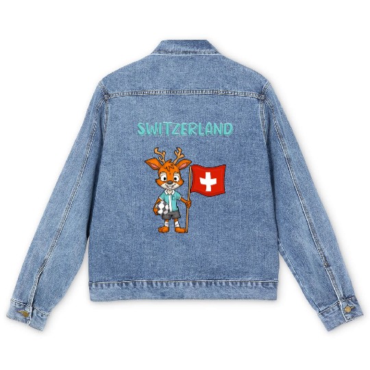Switzerland Deer / Swiss Fans Men's Denim Jackets