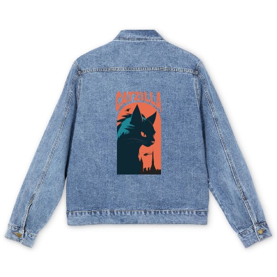Catzilla king of Cat monster Men's Denim Jackets