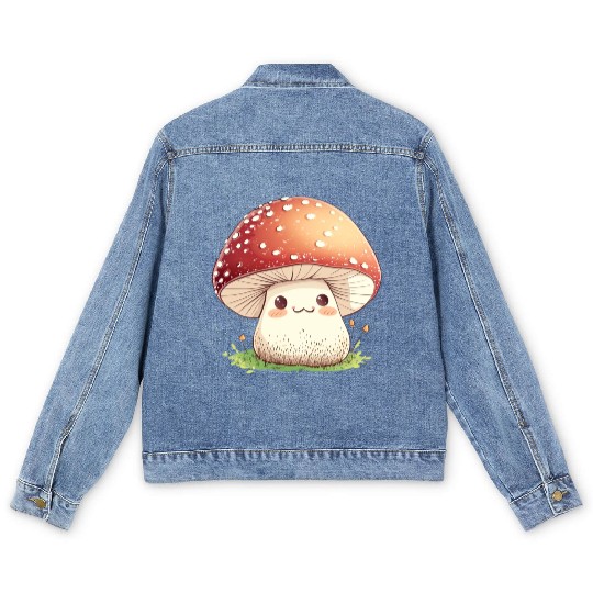 Cute Kawaii Mushrooms Clipart, Cute Mushrooms PNG Men's Denim Jackets