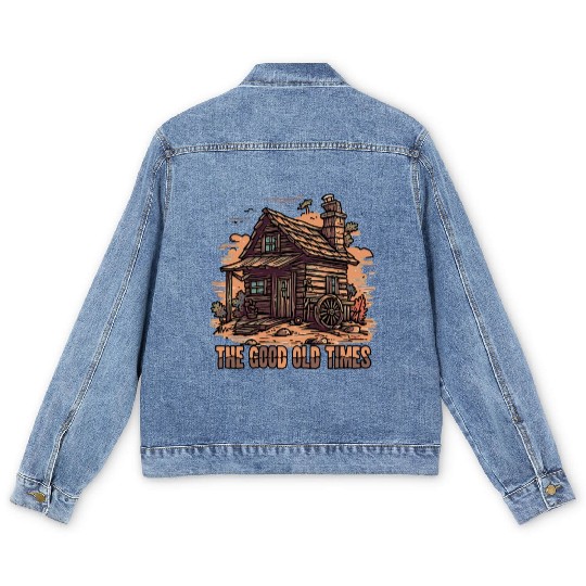 The Good Old Times: Wooden Shack Nostalgia Men's Denim Jackets