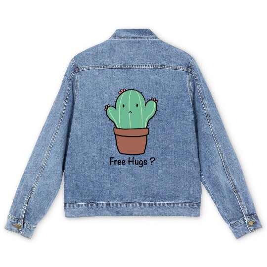 Sweet cactus free hugs ? Men's Denim Jackets