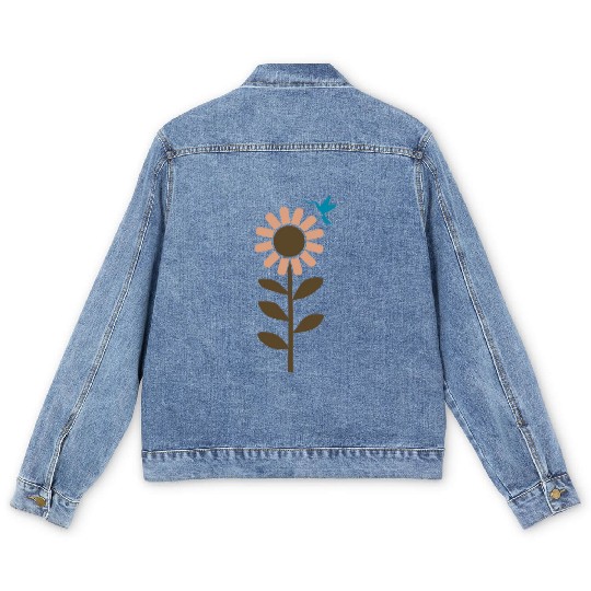 Hummingbird With Flower 3 Color Vector Men's Denim Jackets
