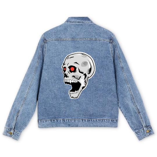 the silver skull looks up Men's Denim Jackets