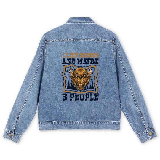 I Like Bisons And Maybe 3 People Buffalo Bovinae Men's Denim Jackets