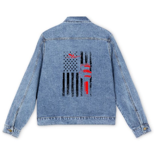 American Flag US, air traffic controller Men's Denim Jackets