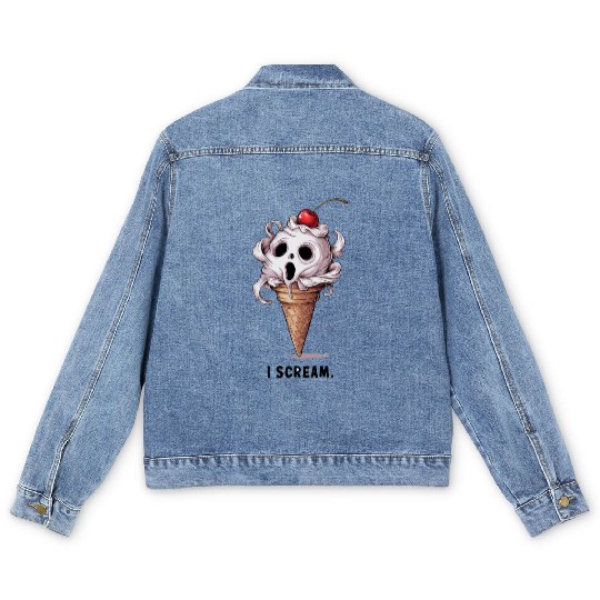 I Scream Ice Cream Skull Art Men's Denim Jackets