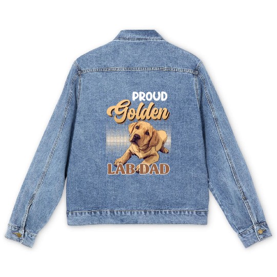 Labrador Owner PROUD GOLDEN LAB DAD Labrador Men's Denim Jackets