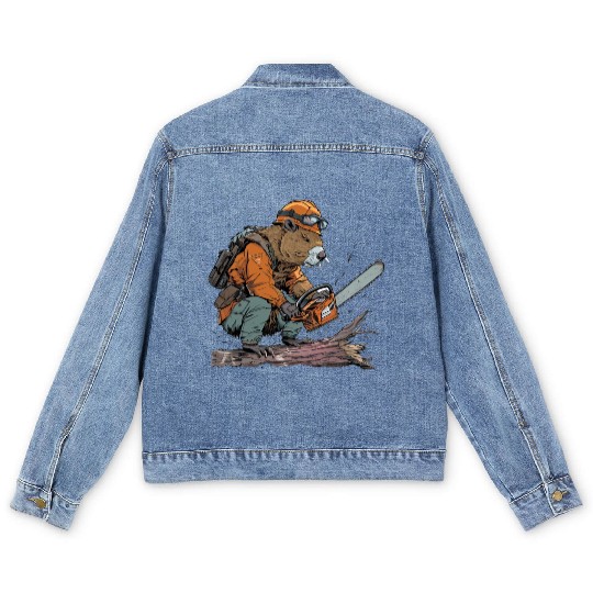 Beaver Lumberjack Chainsaw Men's Denim Jackets