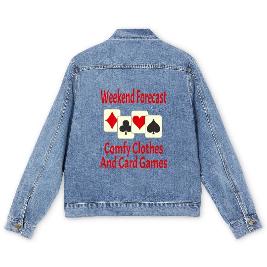 Weekend Forecast Card Player Funny Men's Denim Jackets