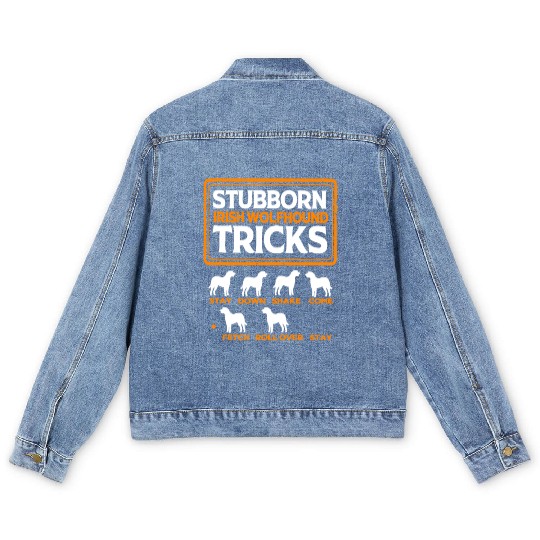 Funny Irish Wolfhound Owner Training Dog Tricks Men's Denim Jackets