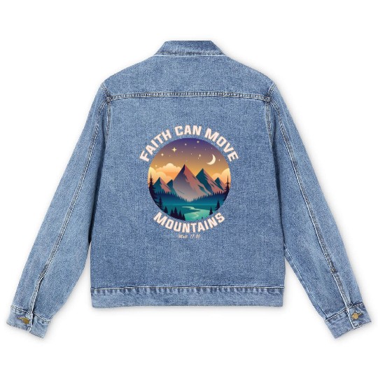 Faith can move Mountains Men's Denim Jackets