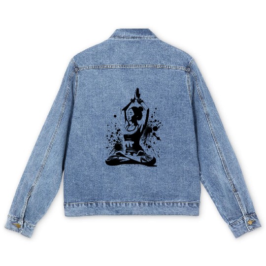 Asian Meditation Relaxation Yoga Teacher Men's Denim Jackets
