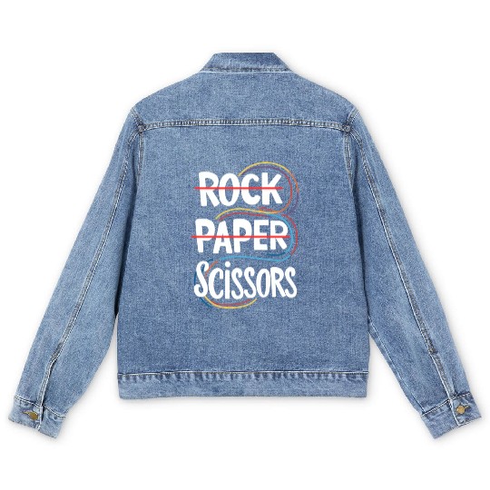 Rock Paper Scissors Lesbian Funny Gay Pride LGBT Men's Denim Jackets
