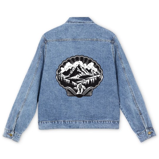 Pilgrim motif for the Way of St. James Men's Denim Jackets