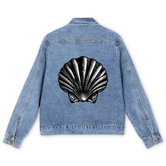 Scallop shell, symbolic of the Way of St. James Men's Denim Jackets