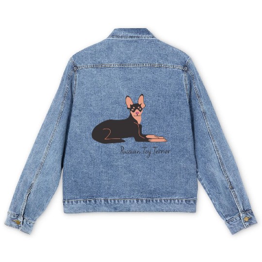 Russian Toy Terrier Men's Denim Jackets