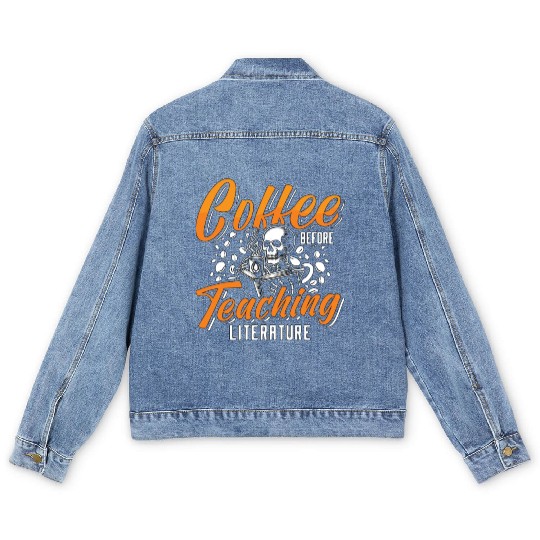 Literature Teacher Coffee Bookworm Coffee Lover Men's Denim Jackets