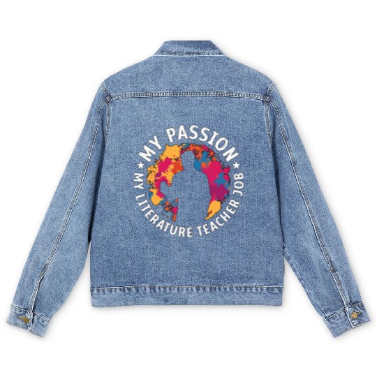 Literature Teacher My Passion My Bookish Educator Men's Denim Jackets