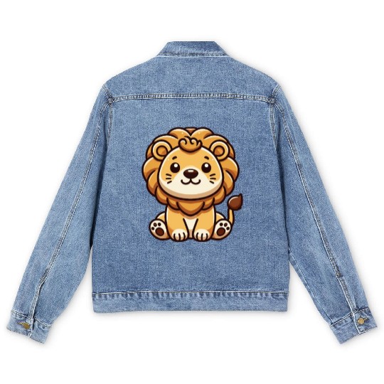 Lion Cute Animals For Kids Lion King Men's Denim Jackets