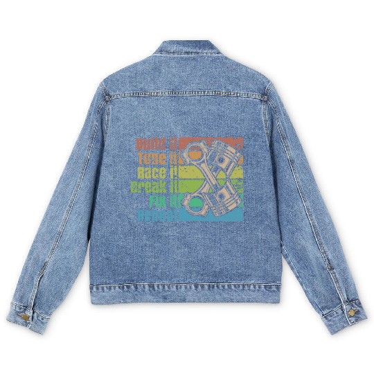 Build It Break It Repeat Racing Street Drag Race Men's Denim Jackets