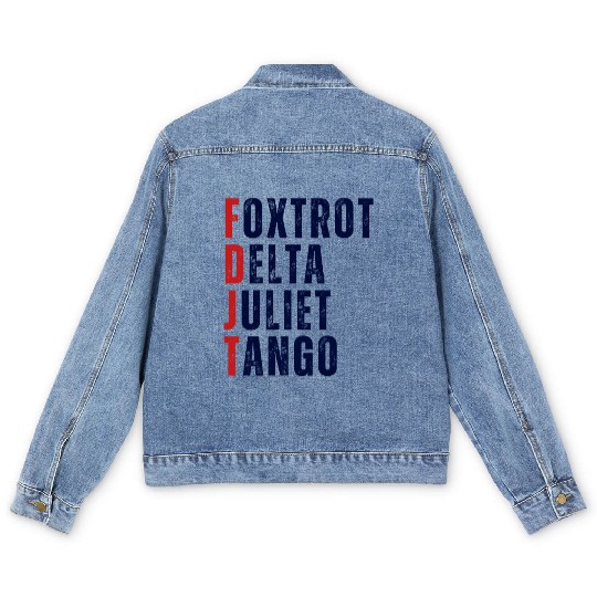 FOXTROT DELTA JULIET TANGO WHITE Men's Denim Jackets