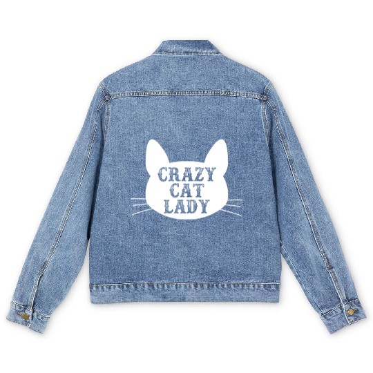 Crazy Cat Lady Men's Denim Jackets - Funny Cats Lovers Kitten