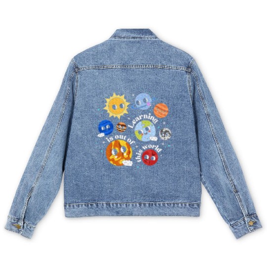 Solar System Learning Science Teacher Men's Denim Jackets