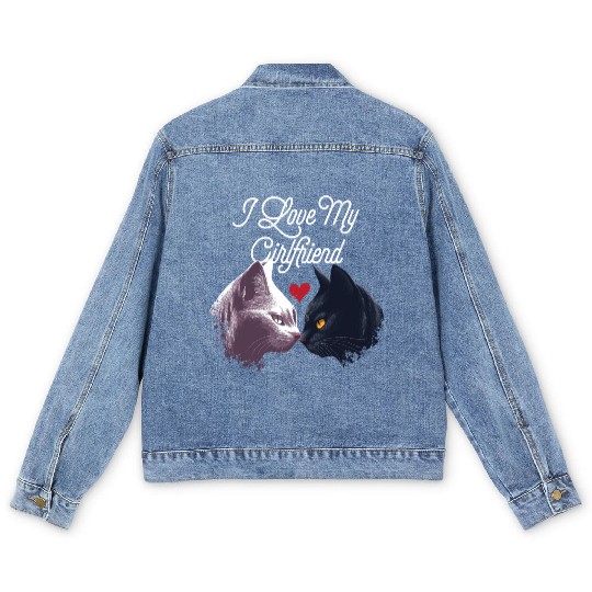 Love My Girlfriend Funny Valentines Day Humor Men's Denim Jackets
