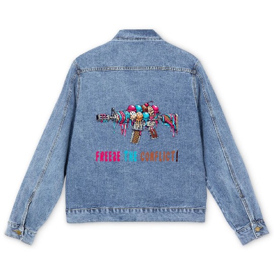 Conflict freeze ice cream Men's Denim Jackets