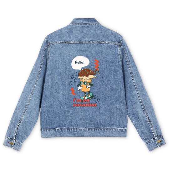 Funny joyful Cool Vacation Ice Cream Cone Men's Denim Jackets