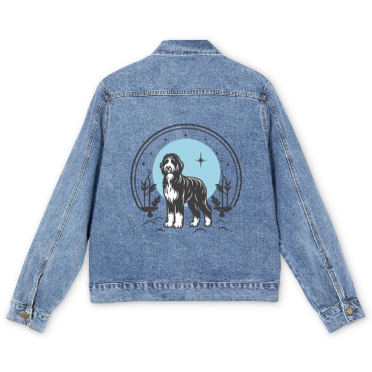 Bernedoodle Tarot Card Dog | Celestial and Starsee Men's Denim Jackets