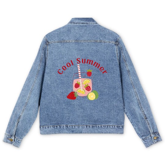 Summer Strawberry Mojito Men's Denim Jackets