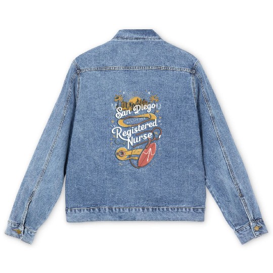 San Diego Registered Nurse Skyline Graphic Art Men's Denim Jackets