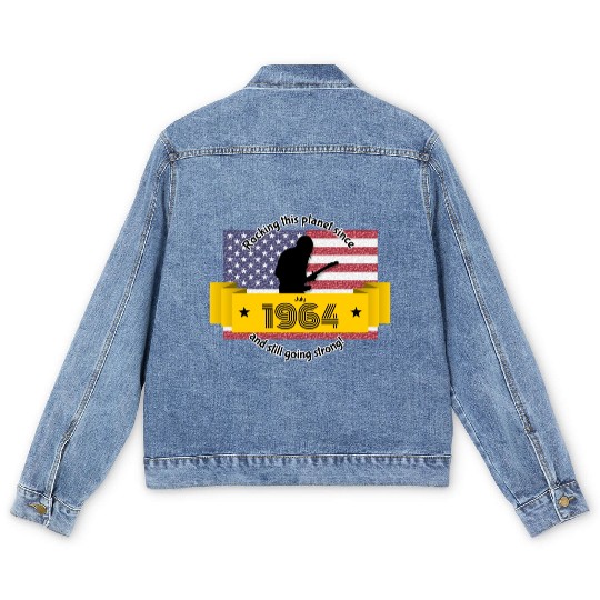 60th birthday Rocking this planet since 07/1964 Men's Denim Jackets