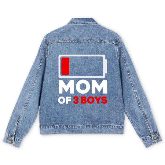 Tired Mom Of 3 Boys Low Battery Men's Denim Jackets
