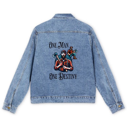 Lumberjack Destiny Funny Man Axe Men's Denim Jackets