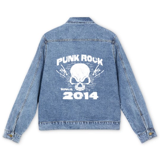 Punk Rock Since 2014 - Skull Rock Hands 10th Men's Denim Jackets