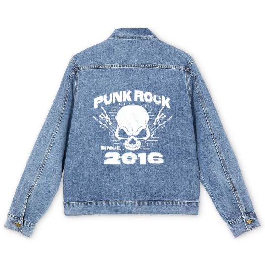 Punk Rock Since 2016 - Skull Rock Hands 8th Men's Denim Jackets