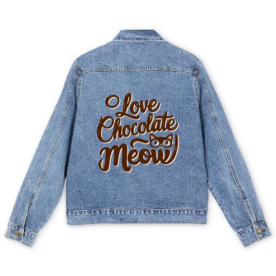 I love chocolate & cats Men's Denim Jackets