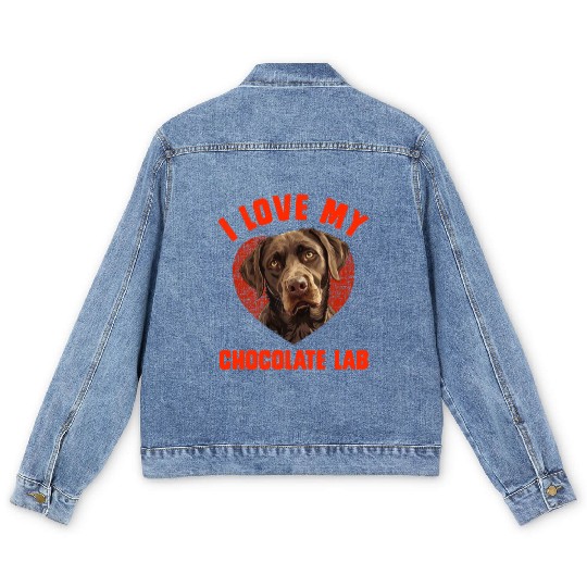Brown Labrador I LOVE MY CHOCOLATE LAB Owners Men's Denim Jackets