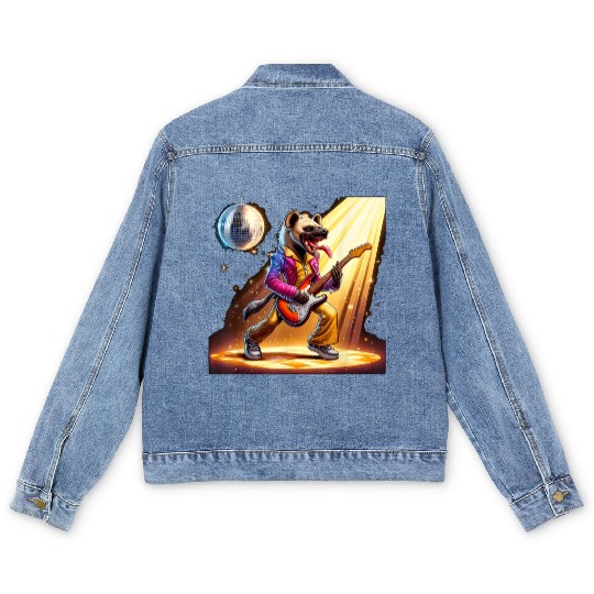 Disco Ball Guitar Hyena Men's Denim Jackets