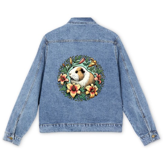 Guinea pig illustration Premium Men's Denim Jackets